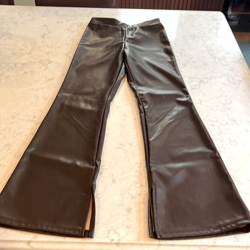 Girls 14 H&M pleather flare pants - NWOT
